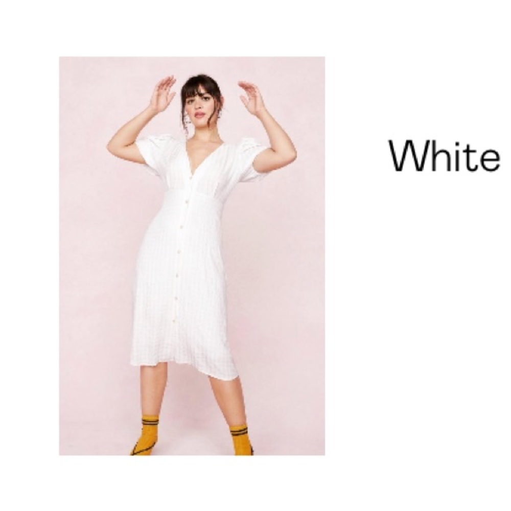 NASTY GAL- white button down dress